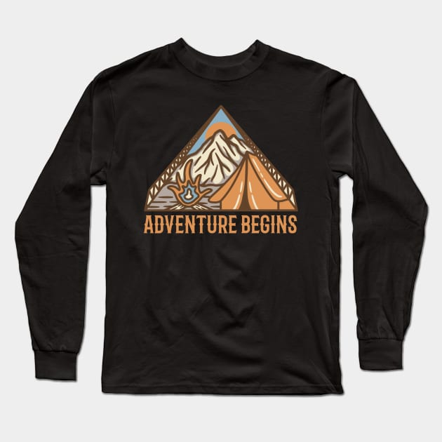 Adventure Begins Long Sleeve T-Shirt by Ninepardon105 Merch